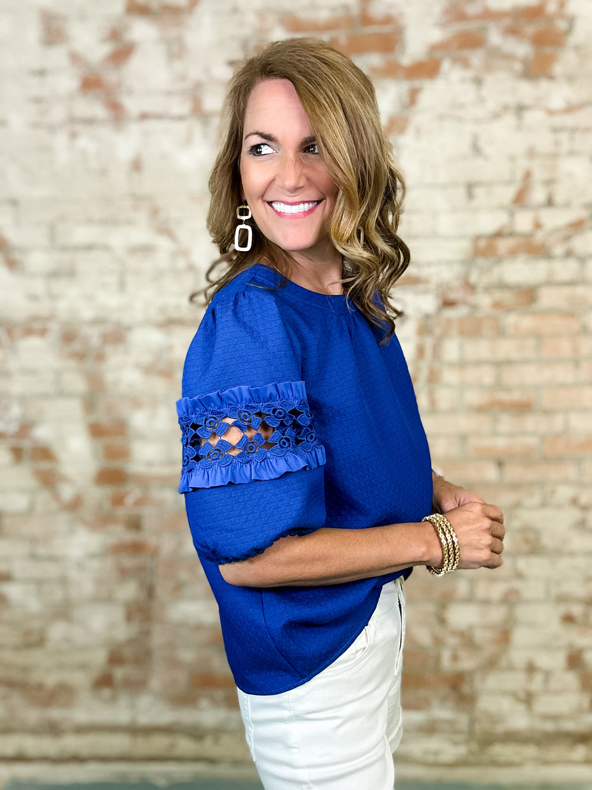 Amanda Lace Sleeves Textured Top
