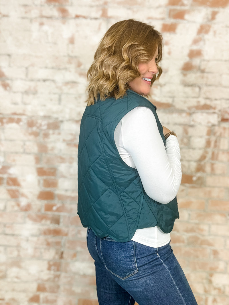 Ragen Scallop Hem Quilted Vest - FINAL SALE