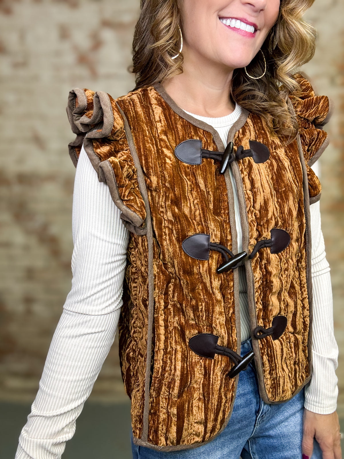 Esmee Ruffle Toggle Vest