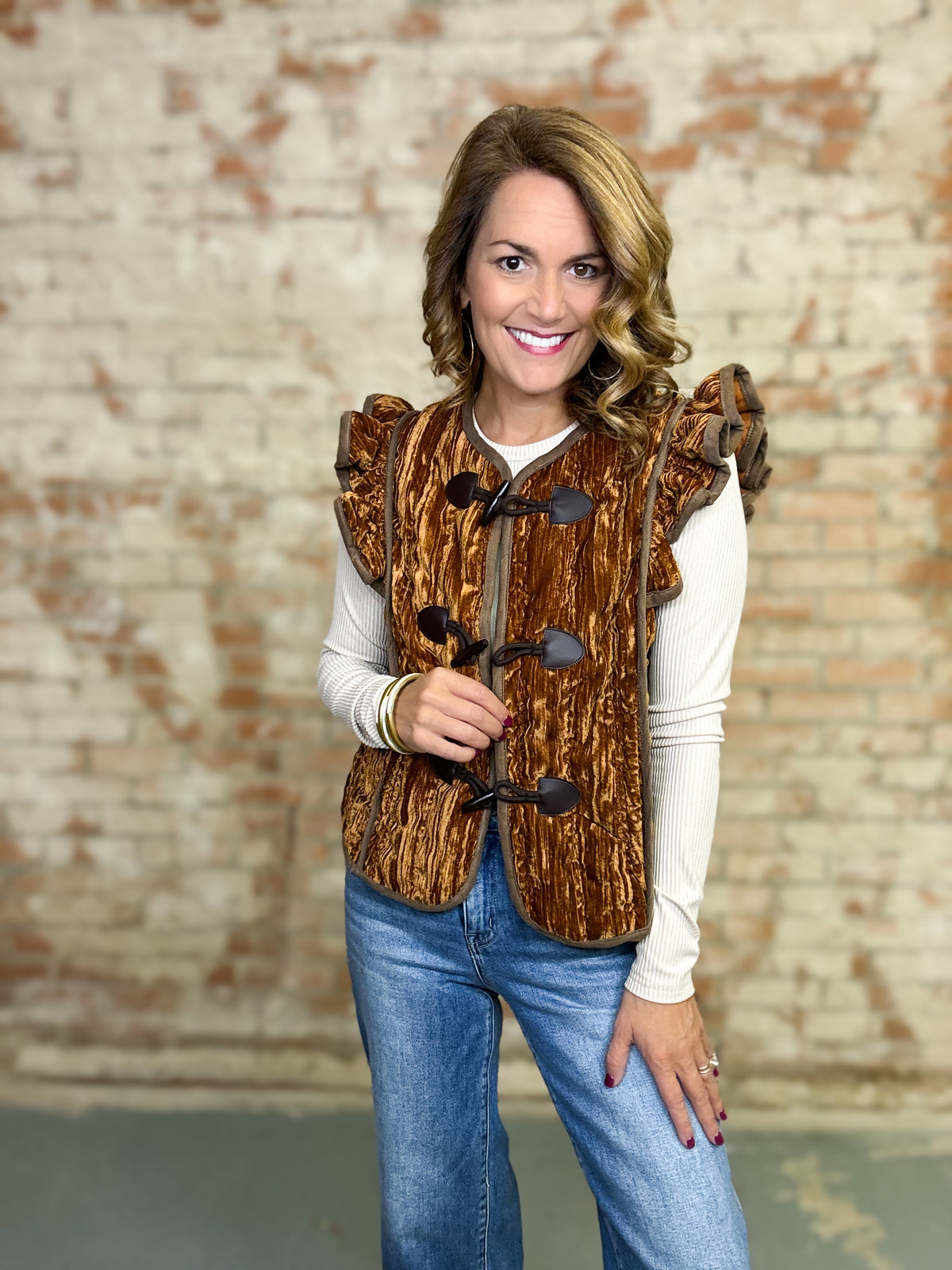 Esmee Ruffle Toggle Vest