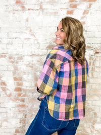 Margery Plaid Button Up Top