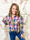 Margery Plaid Button Up Top