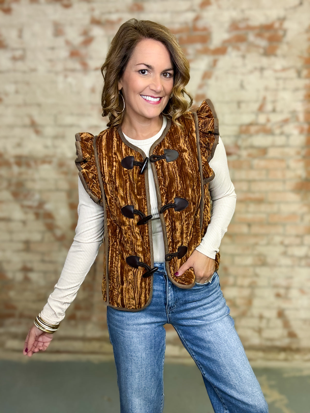 Esmee Ruffle Toggle Vest
