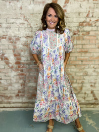 Carolyne Patchwork Midi Dress