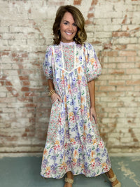 Carolyne Patchwork Midi Dress