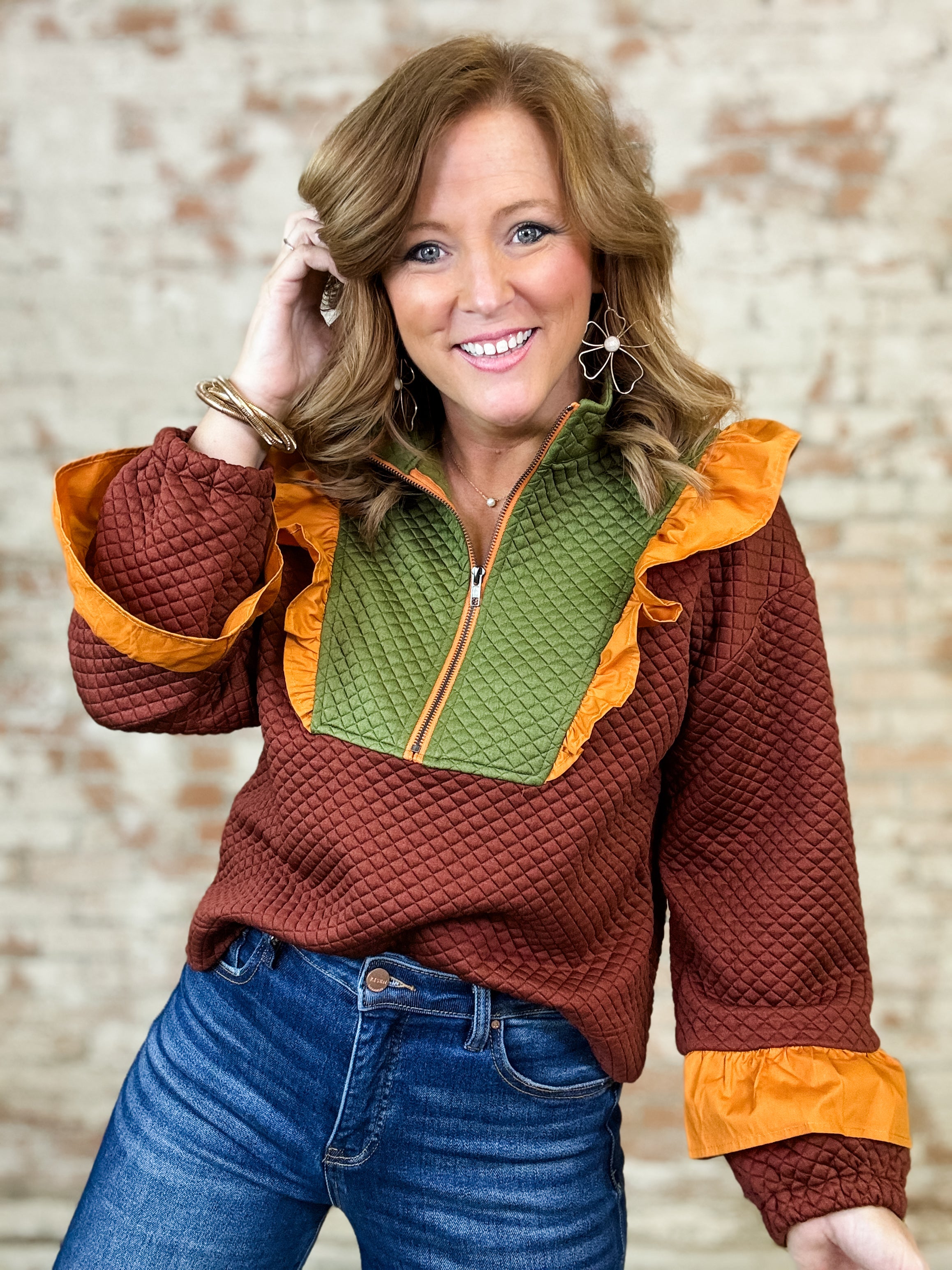 Moxie Color Block Textured Knit Top