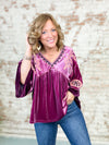 Wynn Embroidered Baby Doll Velvet Top