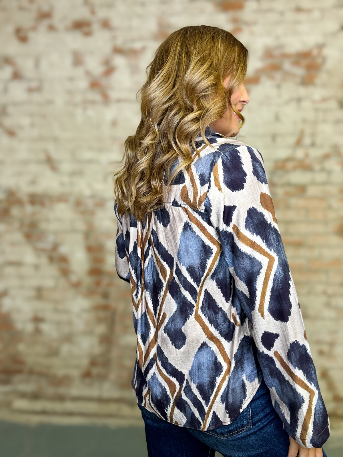 Andrea Abstract Print Top
