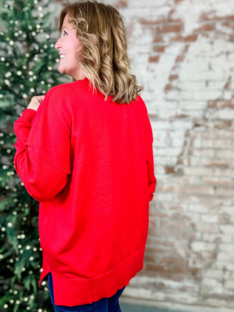 Oh So Merry Tinsel Red Sweater - FINAL SALE