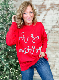 Oh So Merry Tinsel Red Sweater - FINAL SALE