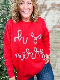 Oh So Merry Tinsel Red Sweater - FINAL SALE