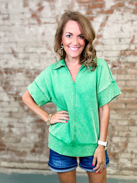 Carson Collared Washed Top