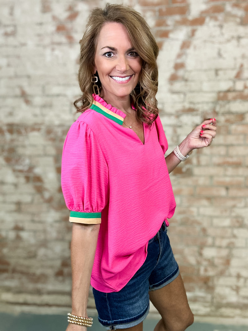 Adriana Colorblock Trim Top