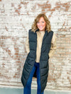 Bobbye Black Long Puffer Vest