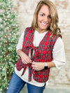 Jovie Red Tartan Plaid Bow Vest - FINAL SALE