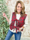 Jovie Red Tartan Plaid Bow Vest - FINAL SALE