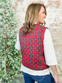 Jovie Red Tartan Plaid Bow Vest - FINAL SALE