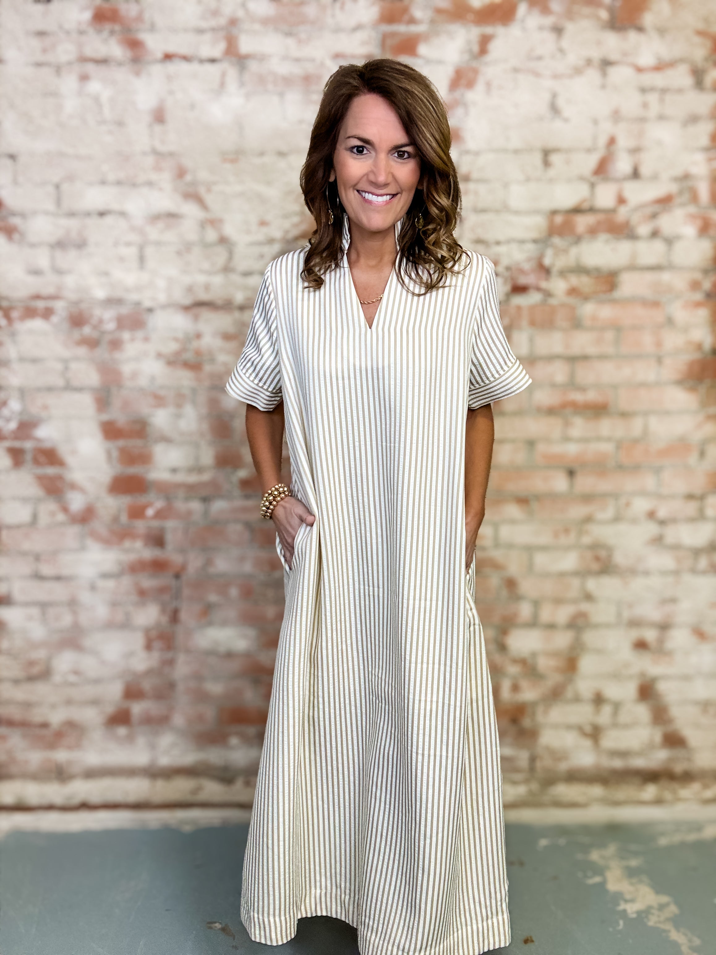 Erin Striped Midi Dress
