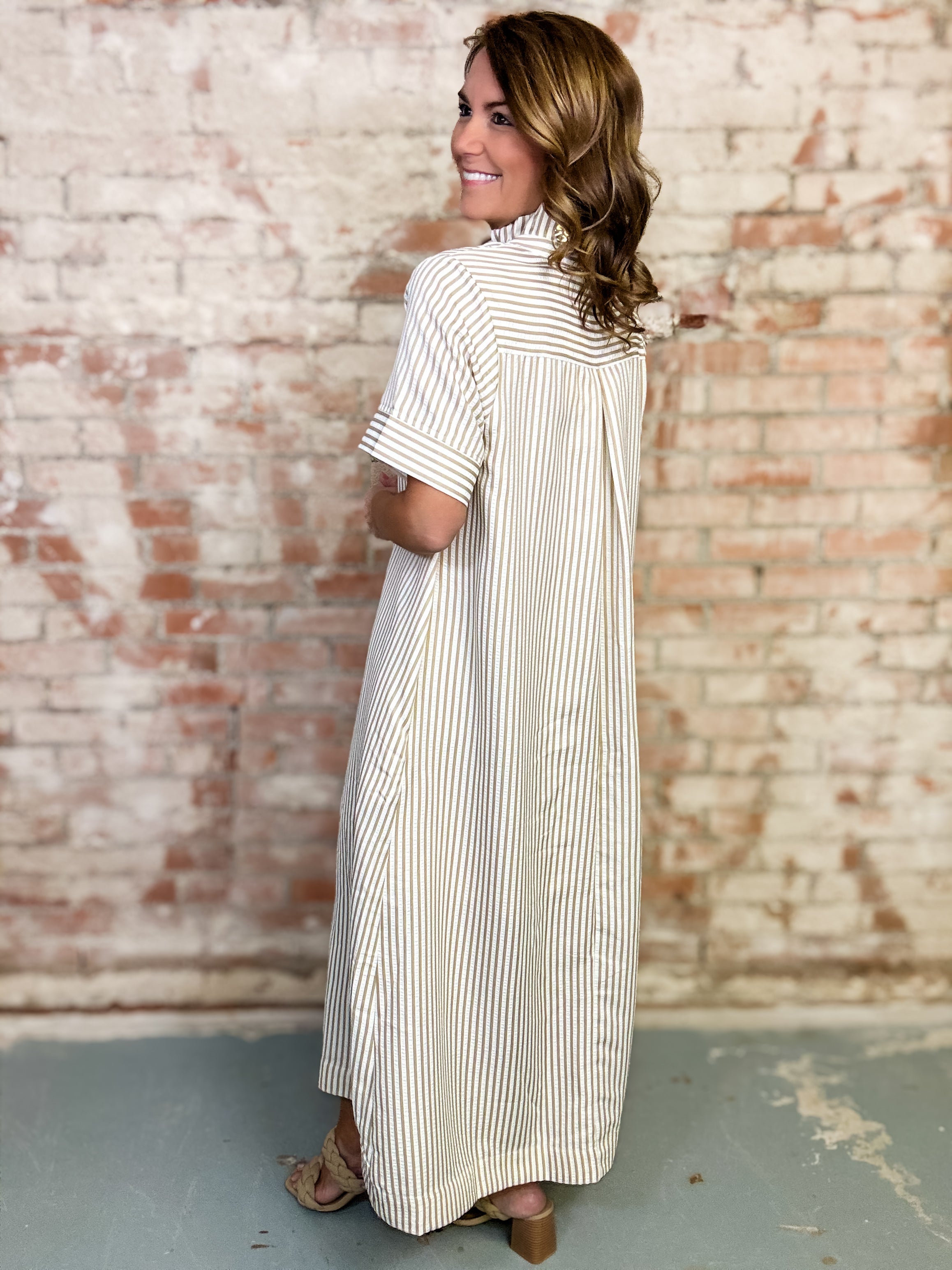 Erin Striped Midi Dress