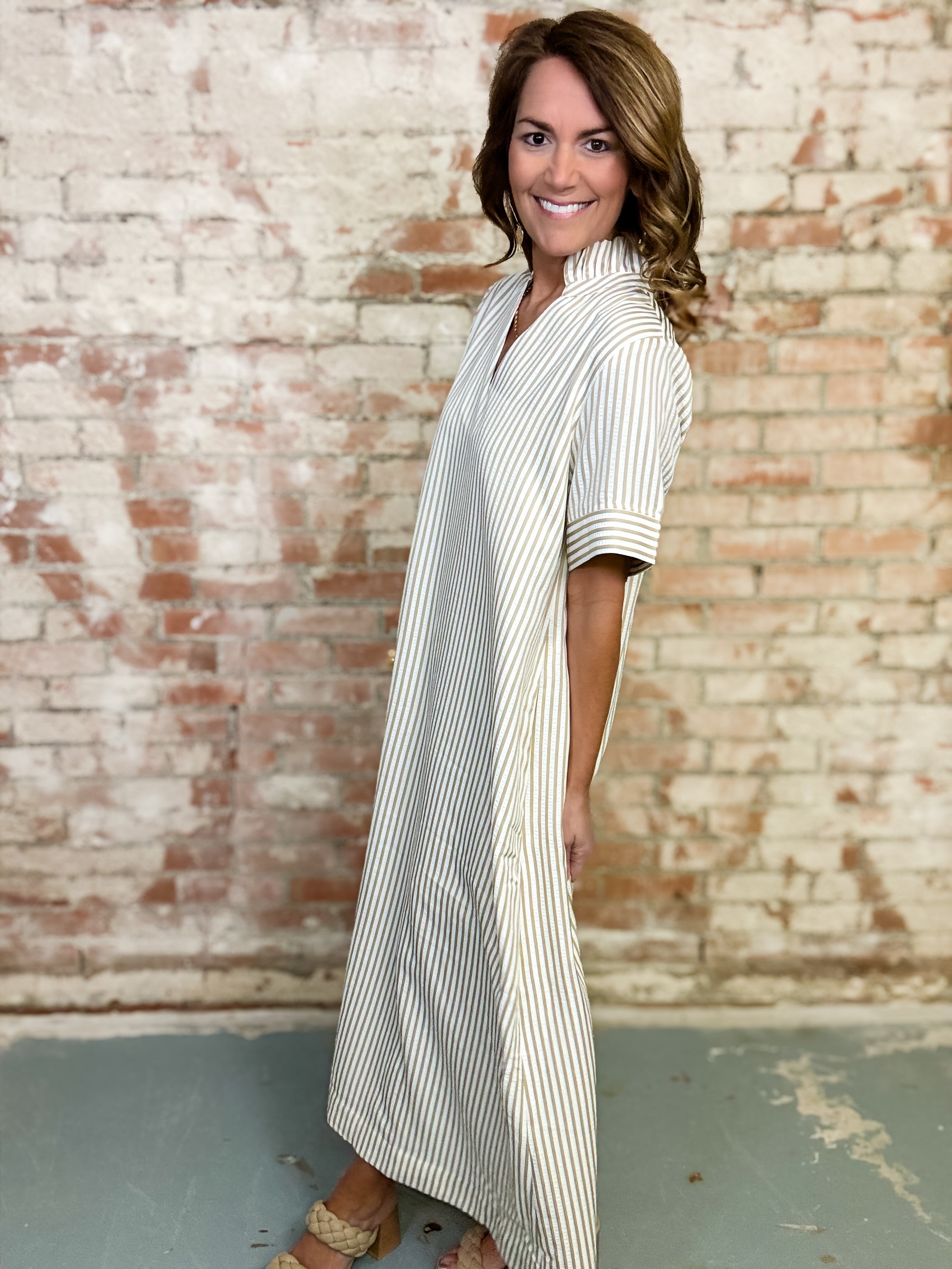 Erin Striped Midi Dress