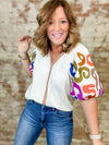 THML Amelia Embroidered Textured Top