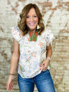 Kim Floral Print Banded Detail Top