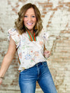 Kim Floral Print Banded Detail Top