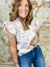 Kim Floral Print Banded Detail Top