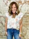Kim Floral Print Banded Detail Top