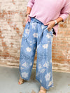 Kendie Floral Print Chambray Pants