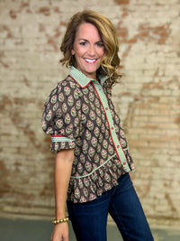 Cassie Floral Ruffle Top