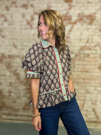 Cassie Floral Ruffle Top
