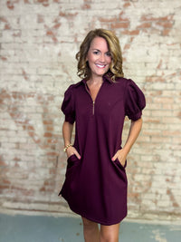 Nickie Solid Puff Sleeve Dress