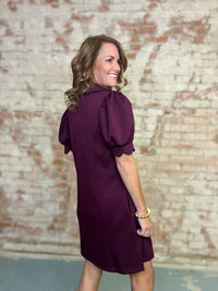 Nickie Solid Puff Sleeve Dress