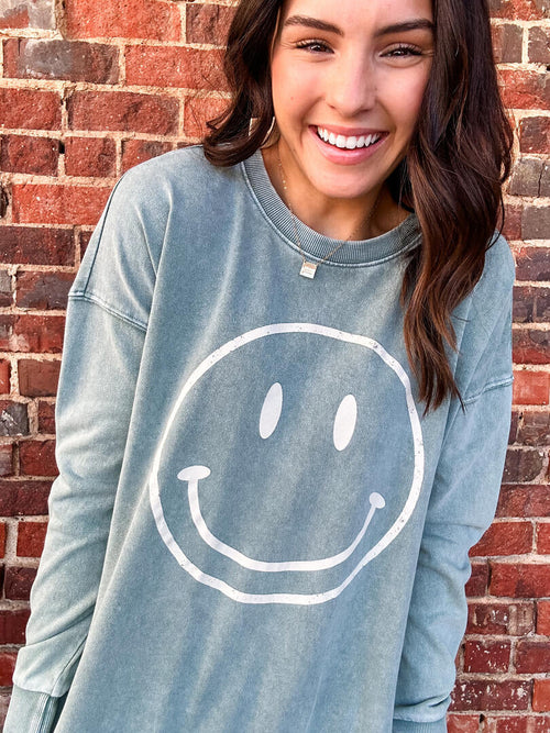 Mineral Wash Happy Face Top