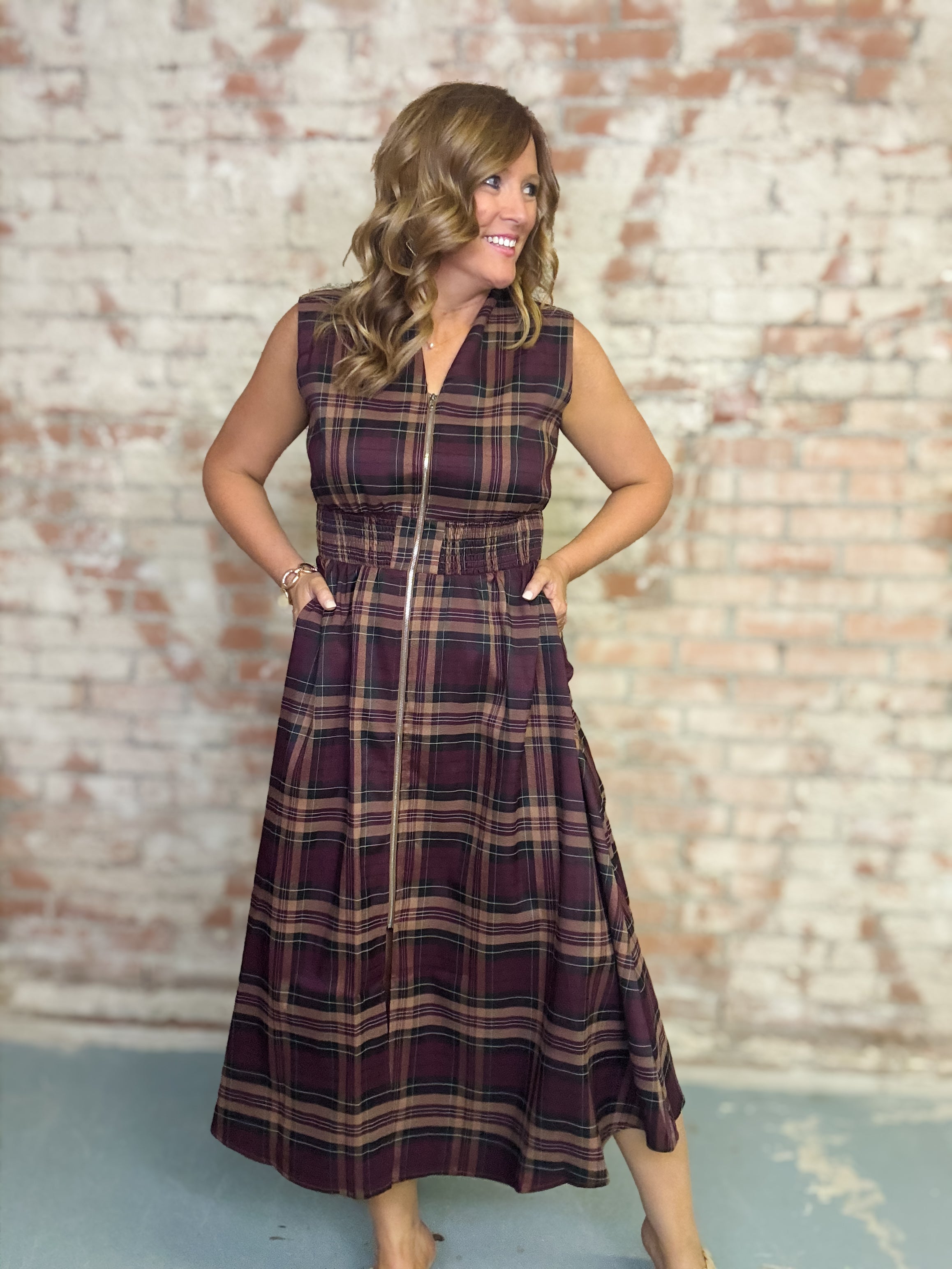 Loree Plaid Zip Dress