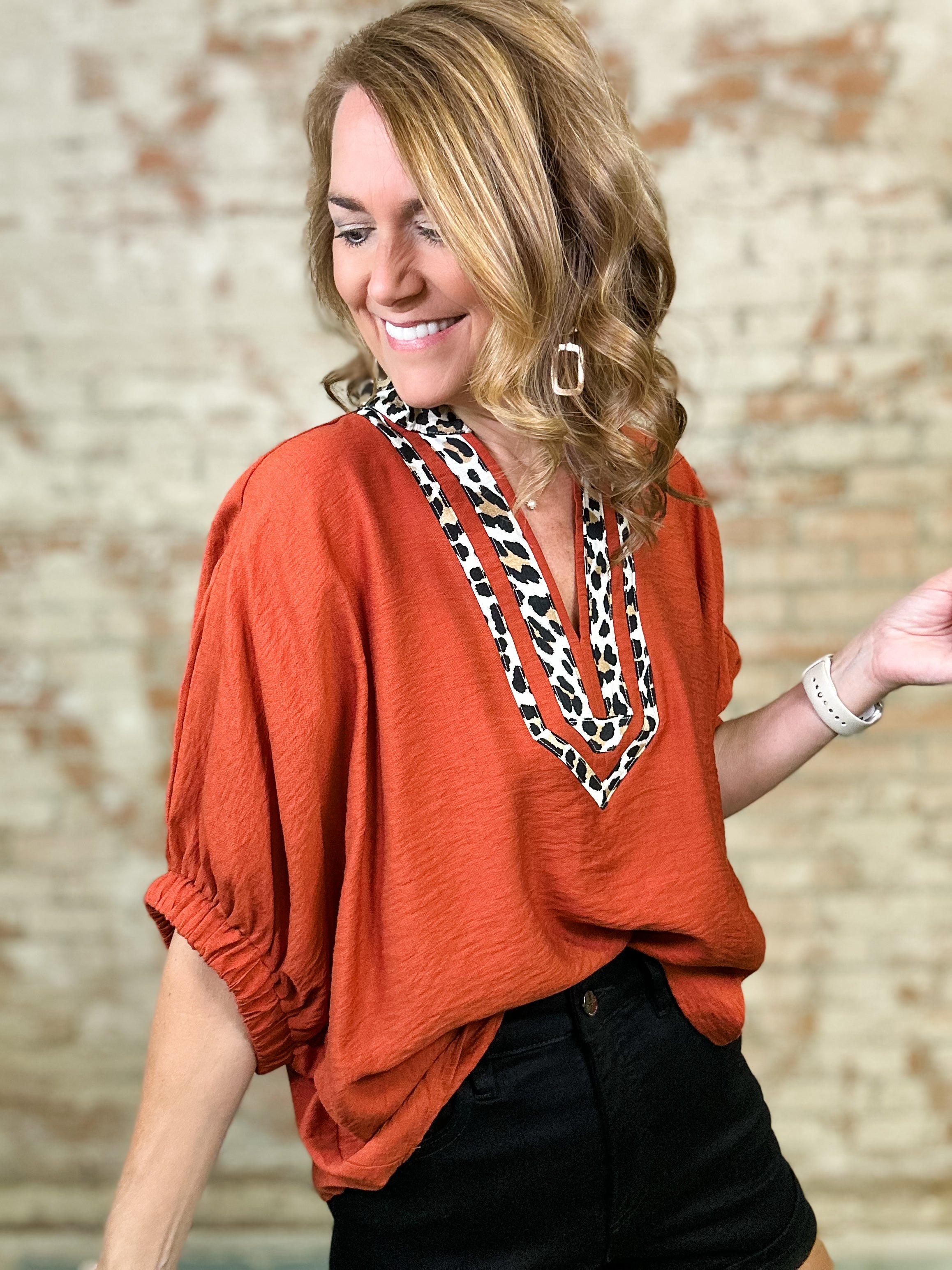Risa Leopard Trim Top