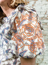Della Embroidery Sleeve Top