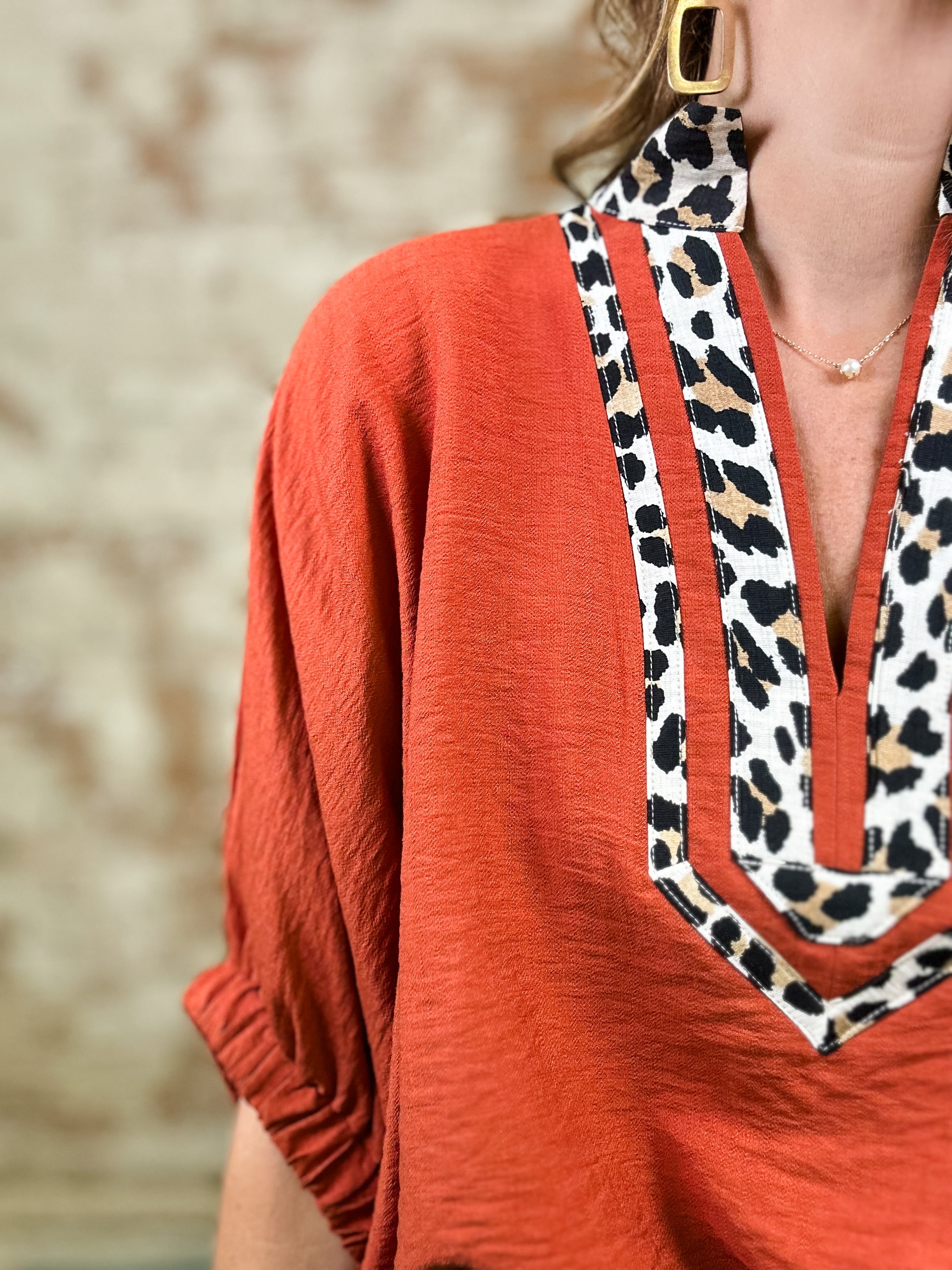 Risa Leopard Trim Top