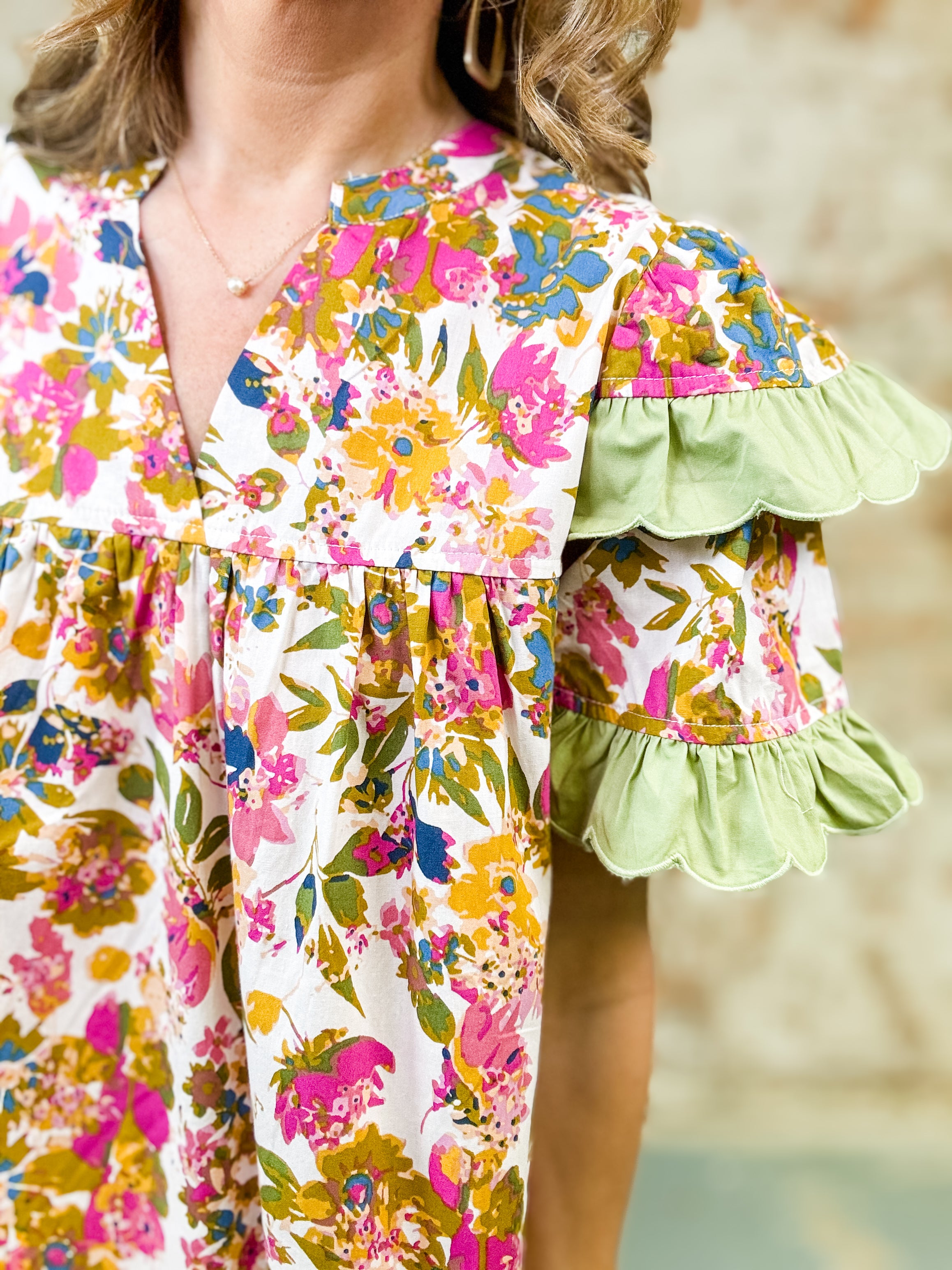 Annabelle Layered Sleeve Floral Dress