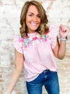 Lori Gingham Embroidered Top