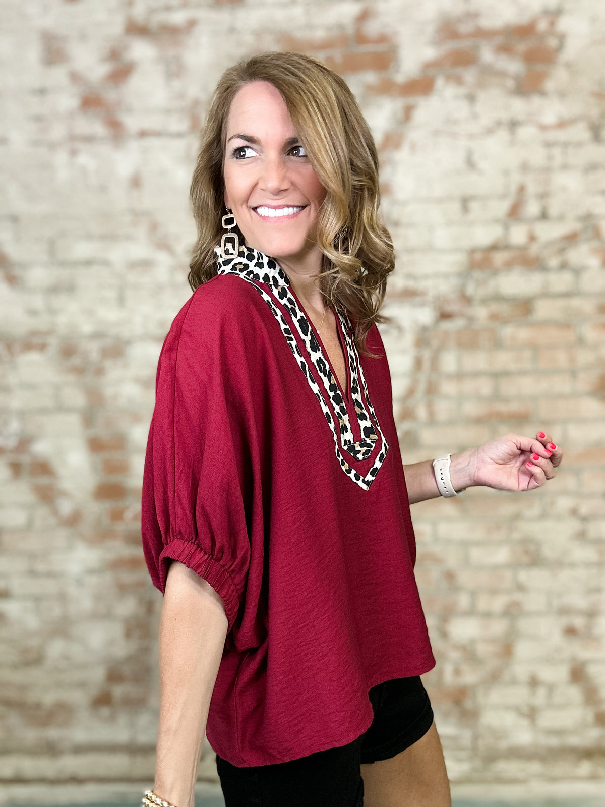 Laurel Leopard Trim Top