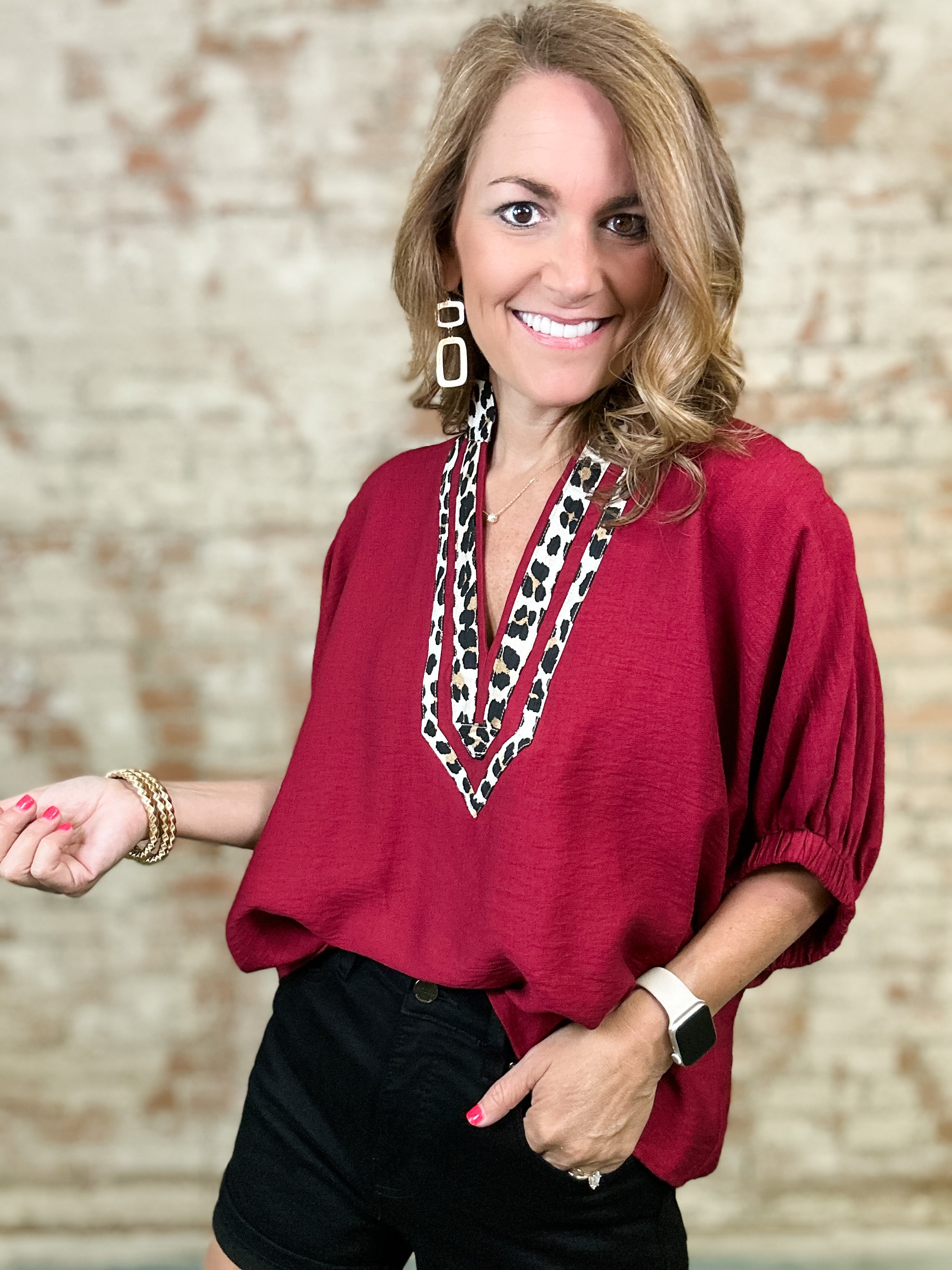 Laurel Leopard Trim Top