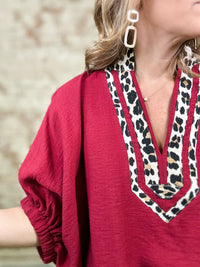 Laurel Leopard Trim Top