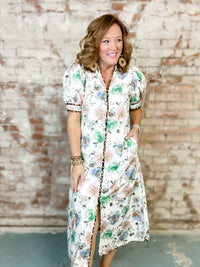 Constance Leopard Trim Floral Dress