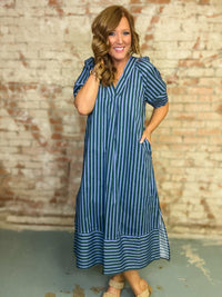 Cathy Stripe Midi Dress