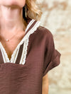 Cecily Crochet Trim Top