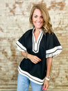 Traci Bubble Sleeve Contrast Top