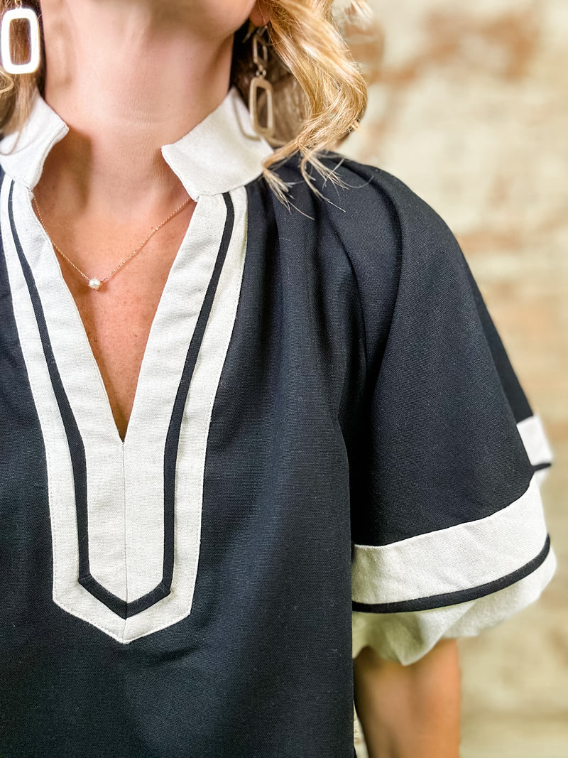 Traci Bubble Sleeve Contrast Top