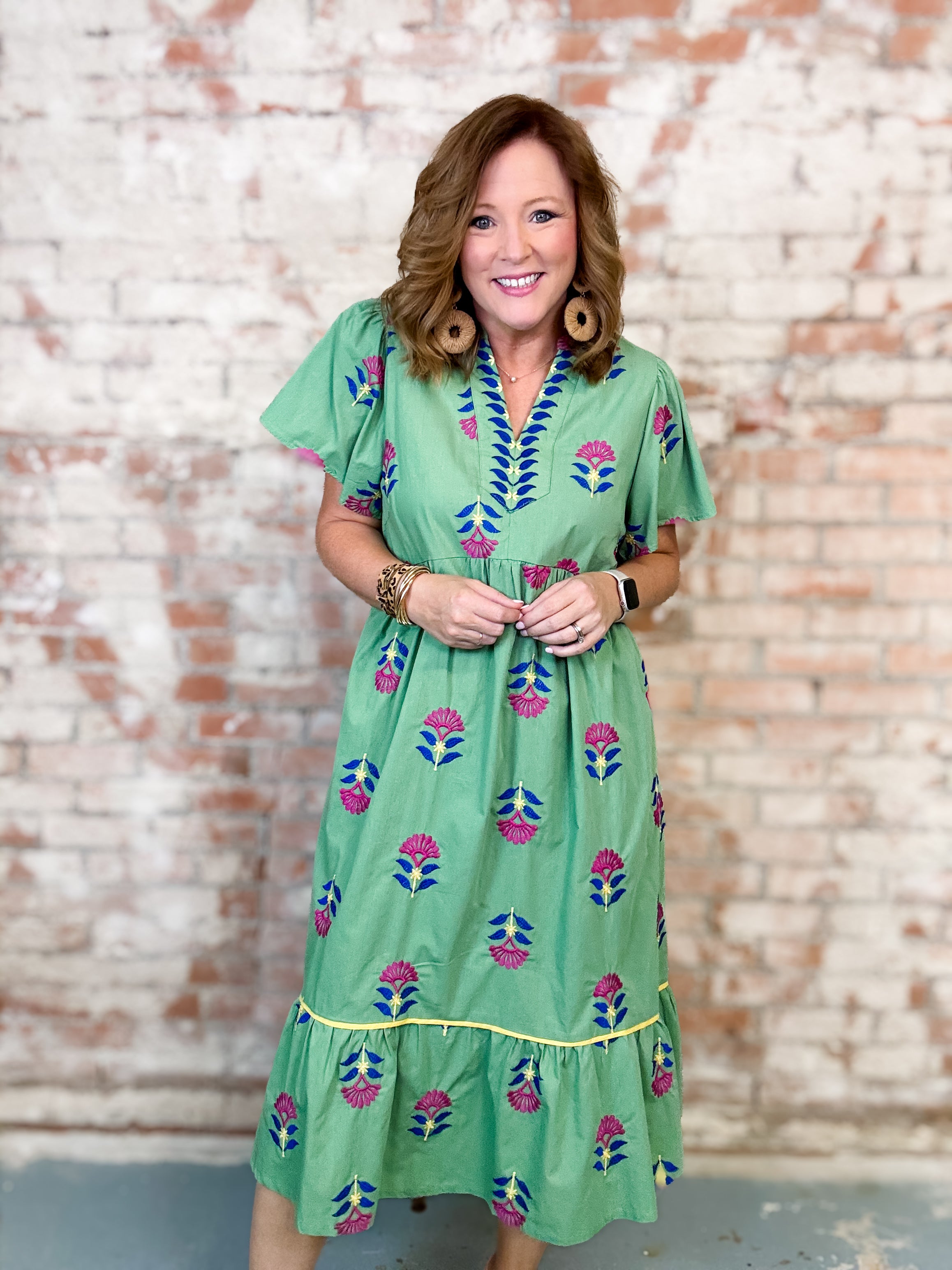 Elesha Embroidered Tiered Dress